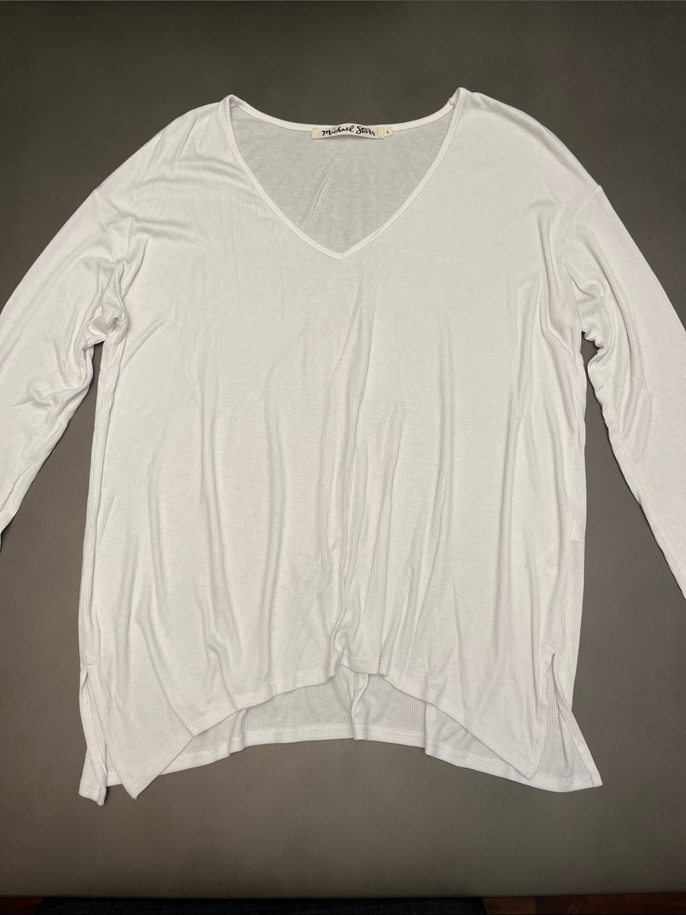 Michael Stars Size Large Ribbed White Top
